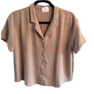 See You Tomorrow Design By Korea Women’s Button Down Blouse striped size…